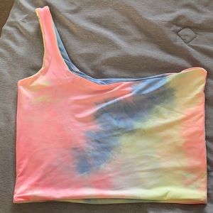 One shoulder tie dye crop top